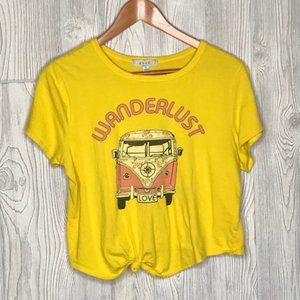 Gaze Wanderlust Yellow Graphic Knotted Tie Tee
